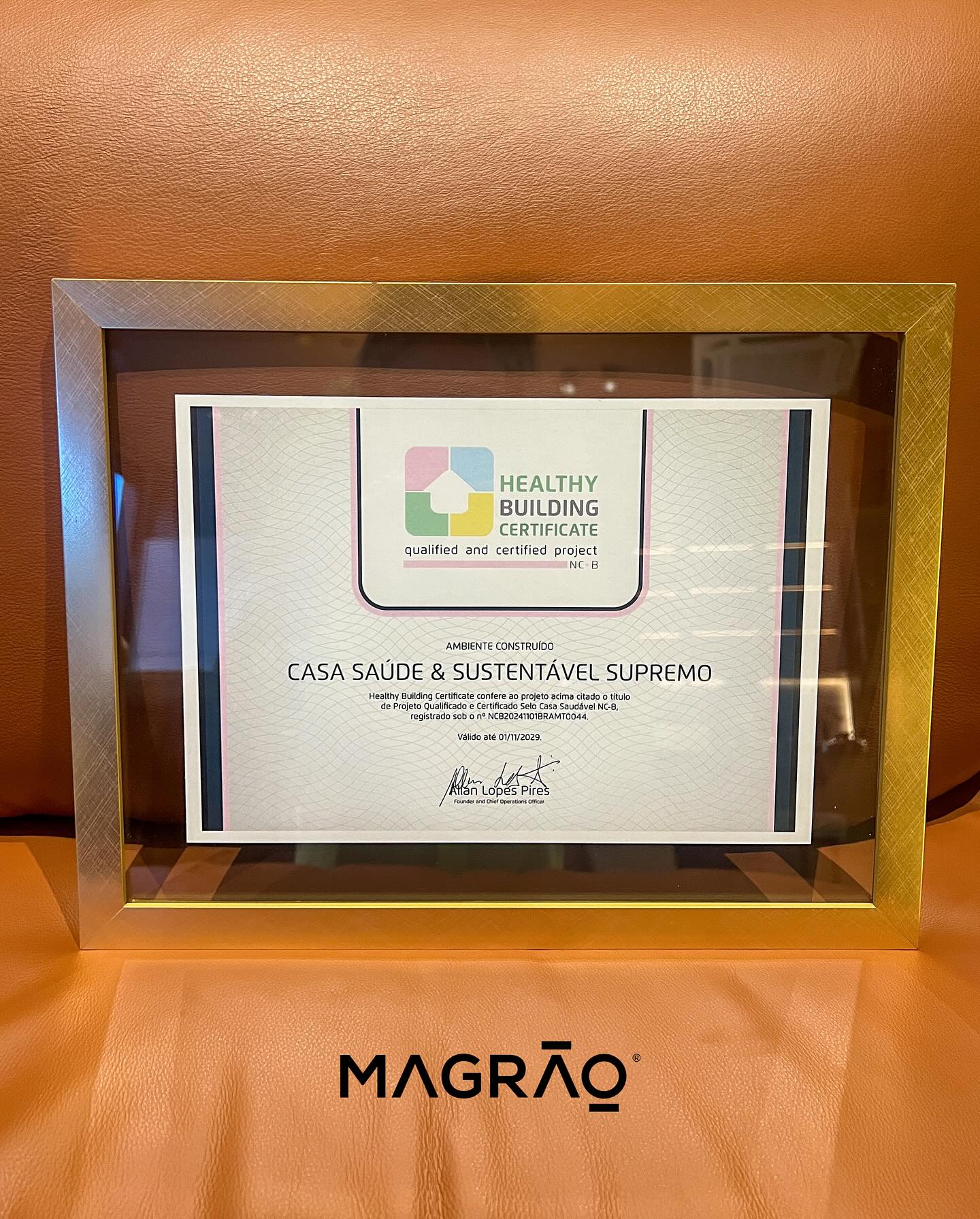 Certificado original HBC da Casa Saúde e Sustentável Supremo